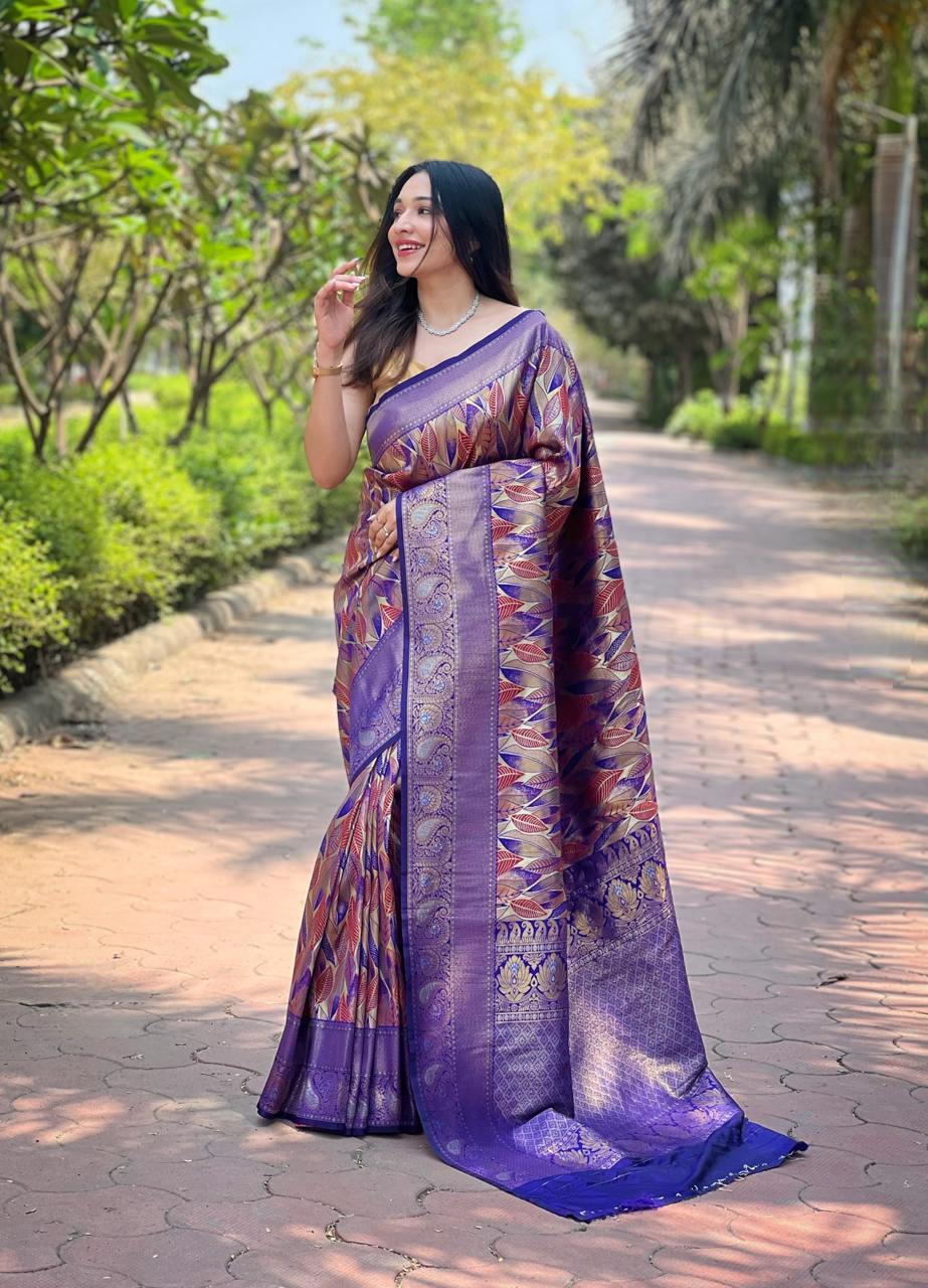 Women's Luxurious Pista Green & Pink Art Silk Saree with Intricate Leaf Weave & Broad Zari Border β Ideal for Festive & Wedding Occasions - Image 9